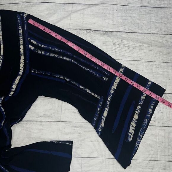 Anthropologie | Anthro Bel Kazan Blaze Striped Kimono Black Blue sz OS One Size - Picture 7 of 9